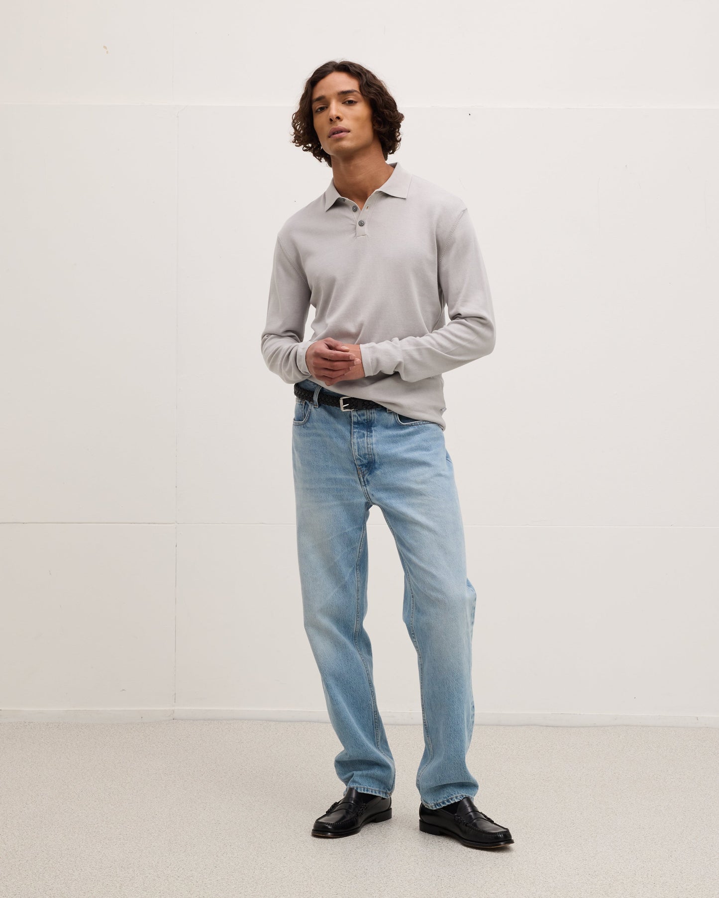 Italian Knitted Long-Sleeve Polo