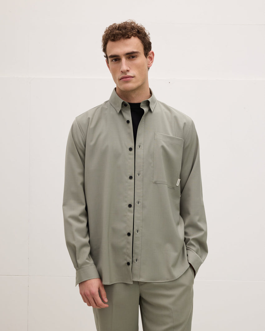 Wool-blend Button-up Shirt