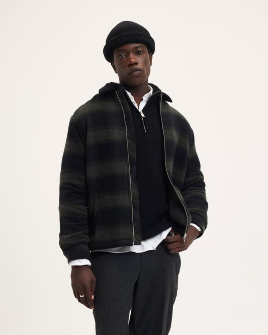 Sand Wool Jacket with Corduroy Collar